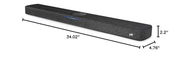 Barra de sonido Polk Audio React, sonido envolvente virtual Dolby y DTS, motor de voz Alexa de última generación con llamadas y mensajería integradas, ampliable a 5.1 con subwoofer