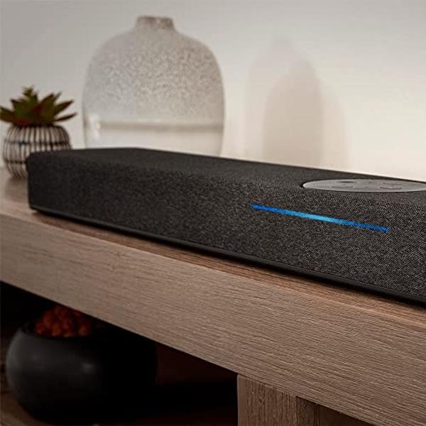 Barra de sonido Polk Audio React, sonido envolvente virtual Dolby y DTS, motor de voz Alexa de última generación con llamadas y mensajería integradas, ampliable a 5.1 con subwoofer