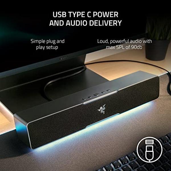 Razer Leviathan V2 X: Barra de sonido para PC con controladores de rango completo, alimentación y entrega de audio por USB tipo C, Bluetooth 5.0 (Renovada)