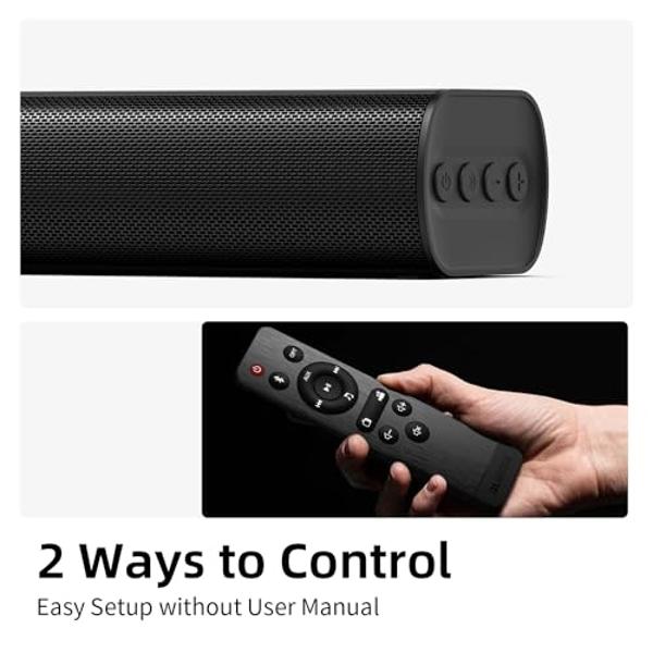 Barras de sonido para TV de 16 pulgadas, barra de sonido cinematográfica para TV con graves impactantes, barra de sonido Bluetooth para TV con control remoto, altavoces para TV mon