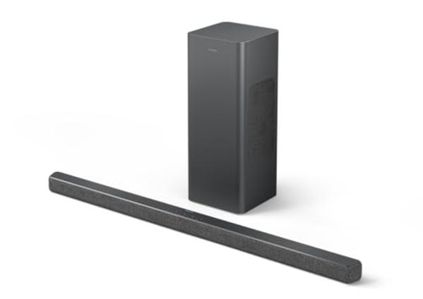 Barra de sonido PHILIPS B6309 de 2.1 canales con subwoofer inalámbrico, sonido envolvente 3D con DTS Virtual:X y Dolby Atmos, fácil configuración con Roku TV Ready™, aplicación o c