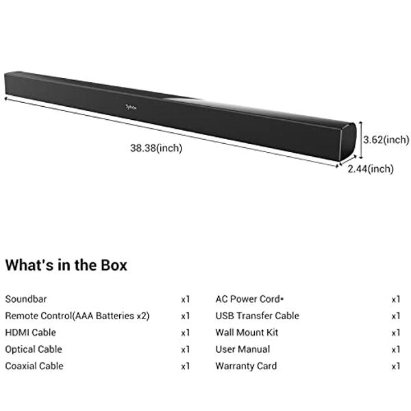 Barra de sonido Bestisan de 80 W para cine en casa con función HDMI-ARC, altavoz Bluetooth 5.0 con cable e inalámbrico (agudos y graves ajustables, 34 pulgadas, montaje en pared)