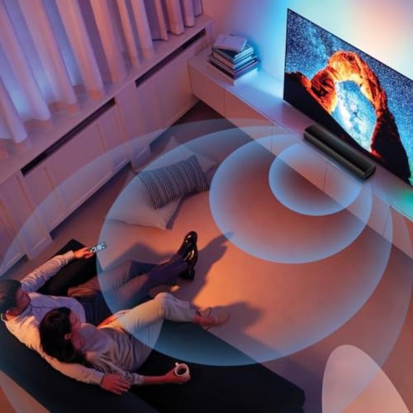 Barra de sonido para TV MZEIBO, barras de sonido para Smart TV, Bluetooth 5.0, 50 W, 17 pulgadas, pequeñas barras de sonido con conexión ARC/óptica/AUX, barras de sonido envolvente