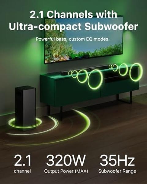 Barra de sonido PHILIPS B6309 de 2.1 canales con subwoofer inalámbrico, sonido envolvente 3D con DTS Virtual:X y Dolby Atmos, fácil configuración con Roku TV Ready™, aplicación o c