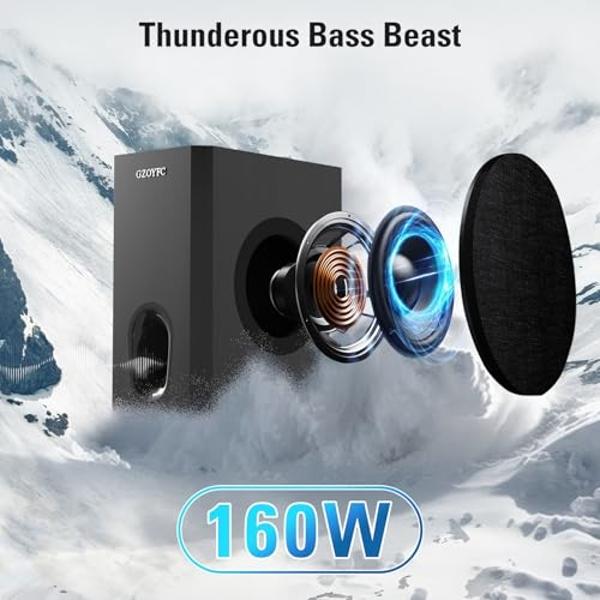 Barra de sonido para TV MZEIBO, barras de sonido para Smart TV, Bluetooth 5.0, 50 W, 17 pulgadas, pequeñas barras de sonido con conexión ARC/óptica/AUX, barras de sonido envolvente