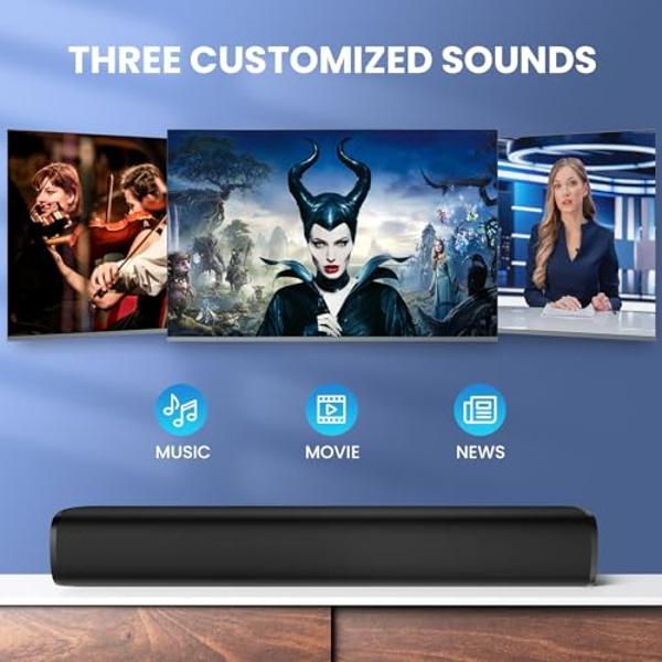 Barra de sonido para TV MZEIBO, barras de sonido para Smart TV, Bluetooth 5.0, 50 W, 17 pulgadas, pequeñas barras de sonido con conexión ARC/óptica/AUX, barras de sonido envolvente