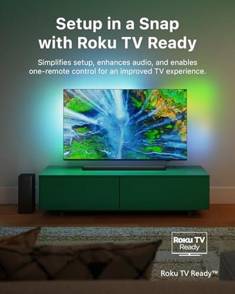 Barra de sonido PHILIPS B6309 de 2.1 canales con subwoofer inalámbrico, sonido envolvente 3D con DTS Virtual:X y Dolby Atmos, fácil configuración con Roku TV Ready™, aplicación o c