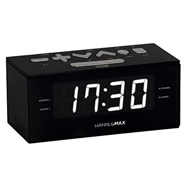 Radio despertador HANNLOMAX HX-206Wi con cargador inalámbrico, pantalla a color RGB, puerto USB para carga y reproducción de MP3, Bluetooth, sonidos relajantes para dormir, entrada