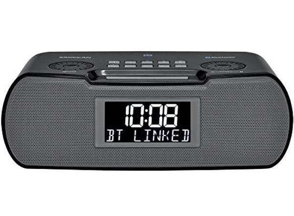 Radio reloj digital Sangean RCR-20 FM-RDS (RBDS) con AM/Bluetooth/entrada auxiliar/carga USB (renovado)