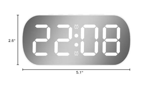 ANTDALIS - Pequeño despertador digital para niños, de escritorio, con pantalla LED de espejo, función de repetición de alarma dual, 5 niveles de brillo ajustables, ideal para dormi