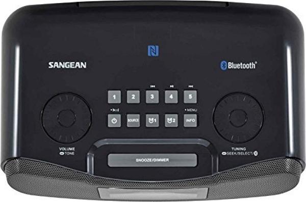 Radio reloj digital Sangean RCR-20 FM-RDS (RBDS) con AM/Bluetooth/entrada auxiliar/carga USB (renovado)