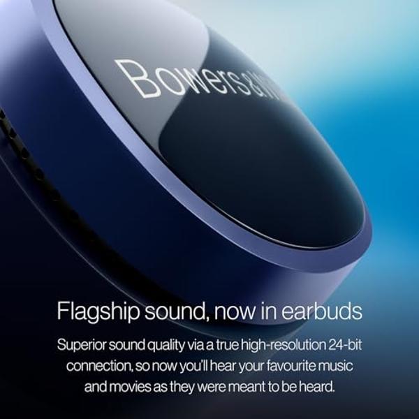 Auriculares inalámbricos Bowers & Wilkins Pi8 (azul medianoche), intraauriculares Bluetooth con chipset Qualcomm y aptX Lossless, cancelación activa de ruido, 3 micrófonos integrad