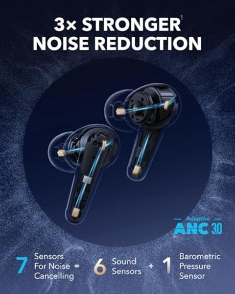 Soundcore Liberty 4 Pro de Anker: auriculares inalámbricos con cancelación de ruido, 7 sensores y cancelación de ruido adaptativa en tiempo real, carga dos veces más rápida, música