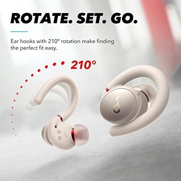 Auriculares deportivos inalámbricos Bluetooth Soundcore by Anker Sport X10, ganchos giratorios para una comodidad máxima y un ajuste seguro, graves profundos, resistencia al agua I