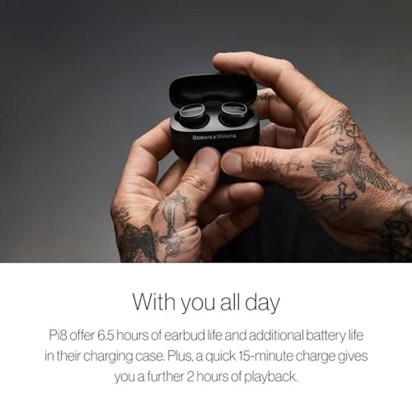 Auriculares inalámbricos Bowers & Wilkins Pi8 (azul medianoche), intraauriculares Bluetooth con chipset Qualcomm y aptX Lossless, cancelación activa de ruido, 3 micrófonos integrad