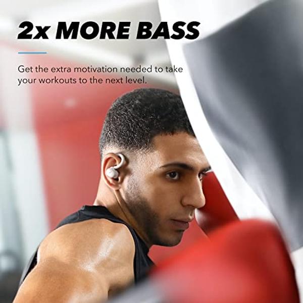 Auriculares deportivos inalámbricos Bluetooth Soundcore by Anker Sport X10, ganchos giratorios para una comodidad máxima y un ajuste seguro, graves profundos, resistencia al agua I