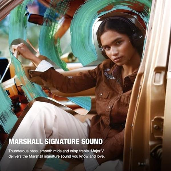 Auriculares Bluetooth supraurales Marshall Major V, color marrón