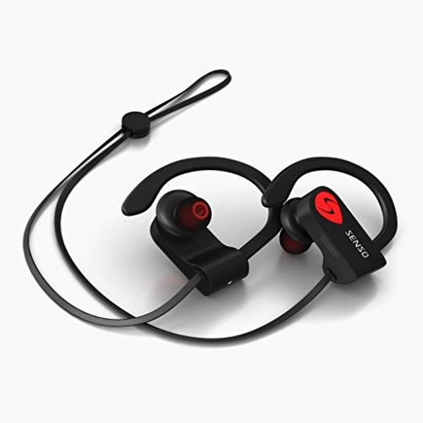 Auriculares Bluetooth Senso: los mejores auriculares deportivos inalámbricos con micrófono, resistentes al agua IPX7, estéreo HD, resistentes al sudor, para gimnasio, correr, hacer