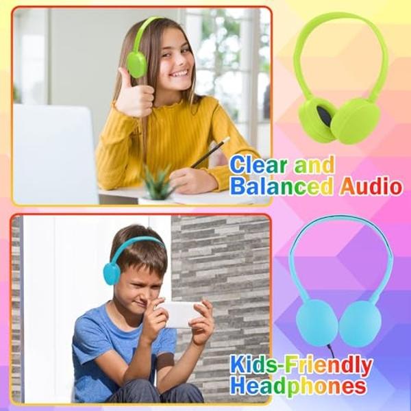 Ladont - Paquete de 5 auriculares con cable para niños, ideal para el aula escolar, ideal para estudiantes, niños pequeños, niñas y adolescentes.