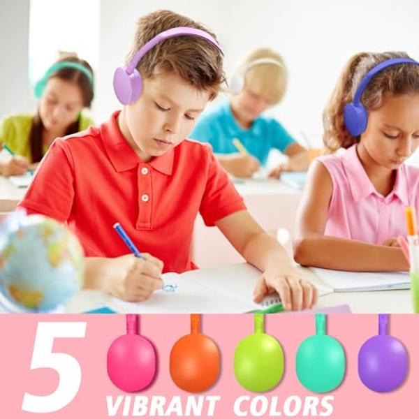 Ladont - Paquete de 5 auriculares con cable para niños, ideal para el aula escolar, ideal para estudiantes, niños pequeños, niñas y adolescentes.