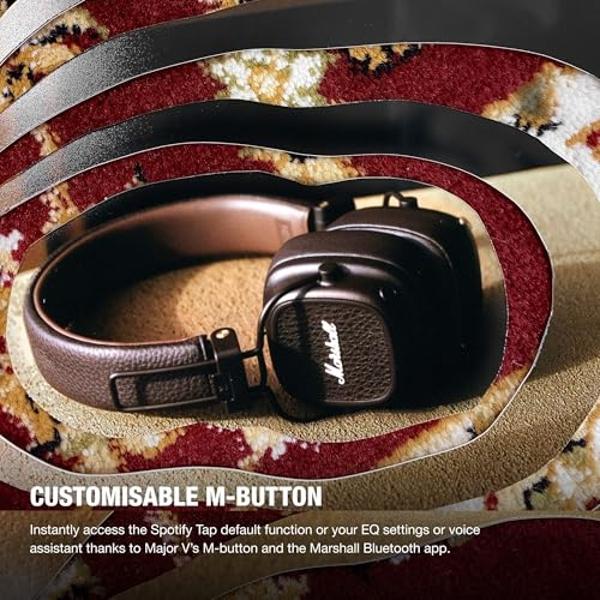 Auriculares Bluetooth supraurales Marshall Major V, color marrón