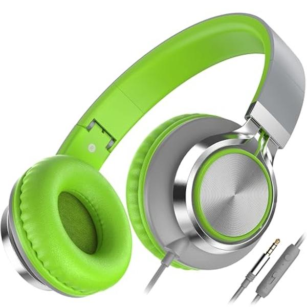Auriculares LilGadgets Connect+ Pro para niños con micrófono y cable, tecnología SharePort, supraaurales, plegables, límite de volumen de 93 dB, conector de 3,5 mm con cable para l