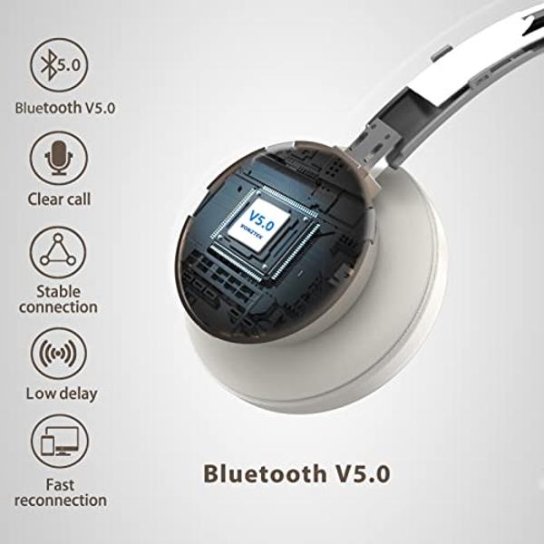 Auriculares Bluetooth Vonztek con micrófono, inalámbricos con cancelación de ruido, 26 horas de conversación, supraaurales con micrófono silenciado para Mac, portátiles, Zoom, Team