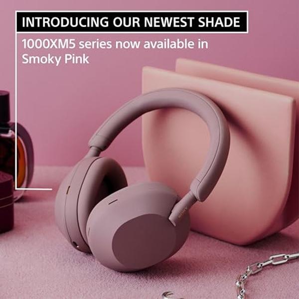 Sony WH-1000XM5: Los mejores auriculares inalámbricos con cancelación de ruido, optimizador automático de ruido, batería de 30 horas, control de voz de Alexa, color rosa ahumado.