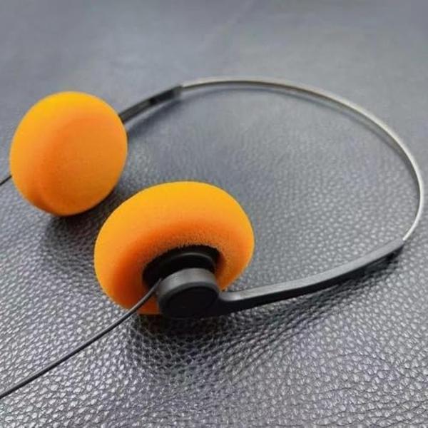 Auriculares supraaurales retro, miniauriculares estéreo ligeros con cable, estilo vintage de los años 80 y 90, compatibles con la mayoría de teléfonos móviles (naranja)