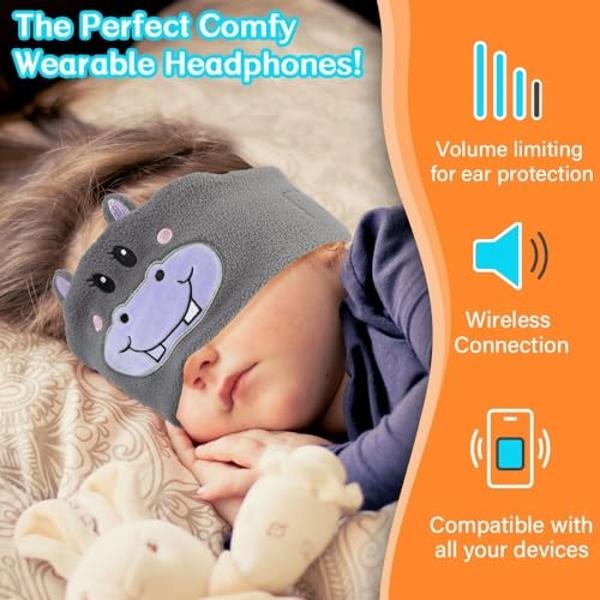 Auriculares Bluetooth con cancelación de ruido para niños KERHAND. Auriculares plegables con forma de gato y luz LED. Auriculares con orejas de gato para niños pequeños con micrófo