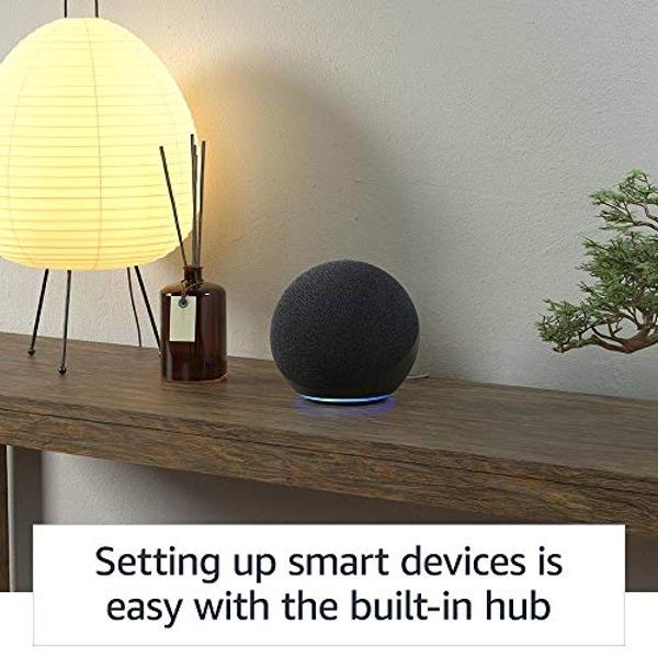 Amazon Echo (modelo más nuevo), altavoz Alexa con sonido premium, ideal para dormitorios grandes, salas de estar y cocinas, blanco glaciar