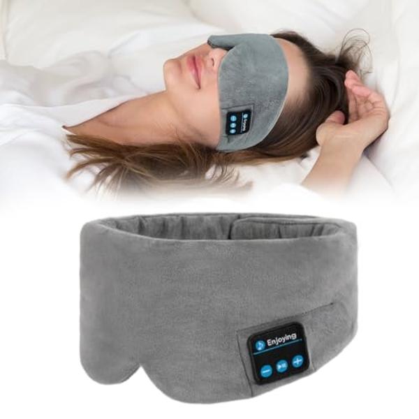SYPVRY - Antifaz suave para dormir con auriculares Bluetooth, diadema ajustable para dormir, meditación e insomnio, auriculares inalámbricos con música para viajes en avión y siest