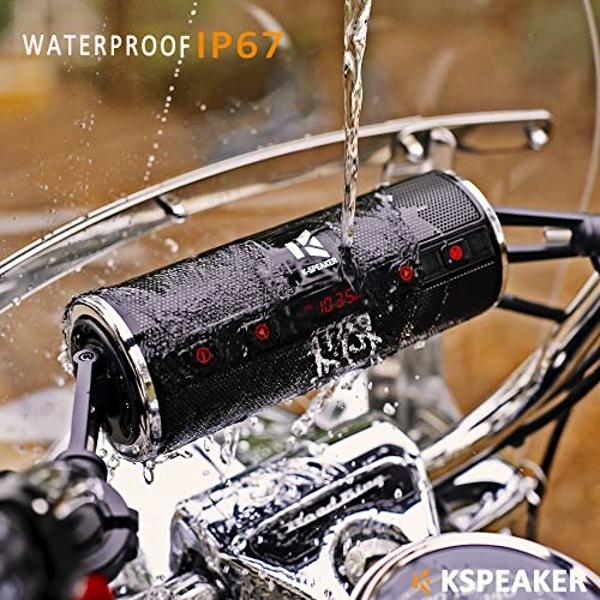 Altavoces KSPEAKER para motocicleta con Bluetooth, sistema de radio impermeable con amplificador incorporado, reproductor MP3 metálico de 3 pulgadas, ideal para vehículos todoterre