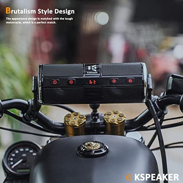 Altavoces KSPEAKER para motocicleta con Bluetooth, sistema de radio impermeable con amplificador incorporado, reproductor MP3 metálico de 3 pulgadas, ideal para vehículos todoterre