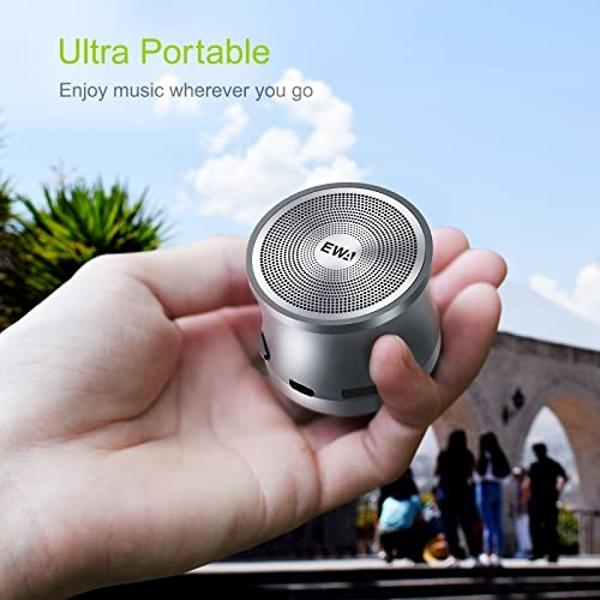 Mini altavoz Bluetooth EWA A109 con radiador de graves, graves potentes, altavoz portátil, altavoz inalámbrico de viaje ideal para casa, senderismo y más (gris)