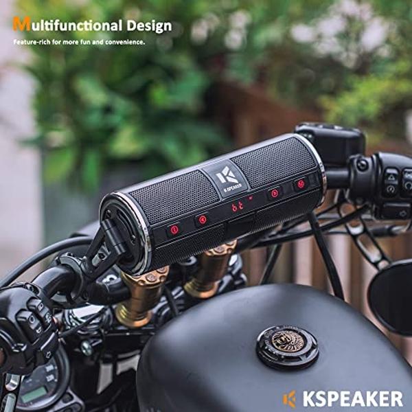 Altavoces KSPEAKER para motocicleta con Bluetooth, sistema de radio impermeable con amplificador incorporado, reproductor MP3 metálico de 3 pulgadas, ideal para vehículos todoterre