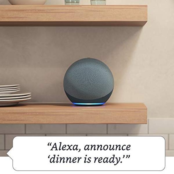 Amazon Echo (modelo más nuevo), altavoz Alexa con sonido premium, ideal para dormitorios grandes, salas de estar y cocinas, azul crepúsculo