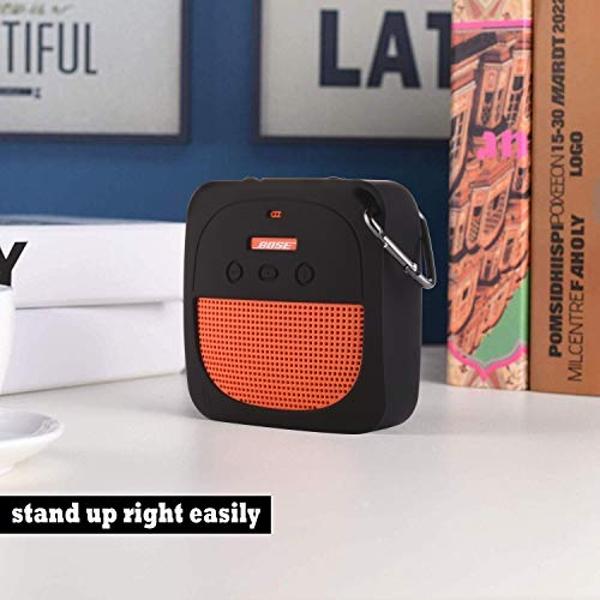 Funda de silicona TXEsign compatible con el altavoz portátil Bose SoundLink Micro, resistente al agua, con soporte protector, a prueba de golpes y con mosquetón (gris oscuro)
