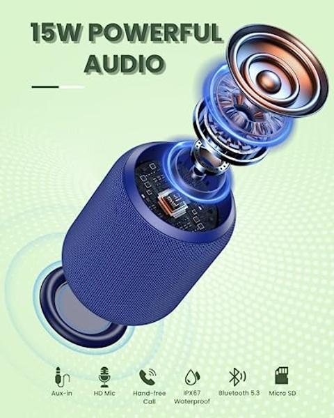 Altavoces Bluetooth NOTABRICK, altavoz inalámbrico portátil con sonido estéreo de 15 W, graves extra activos, altavoz de ducha impermeable IPX6, TWS, altavoz portátil para fiestas,