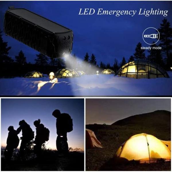 Altavoz Bluetooth solar ABFOCE, altavoz portátil para exteriores con batería externa de 5000 mAh, 60 horas de reproducción, micrófono, sonido estéreo, altavoz inalámbrico para el h