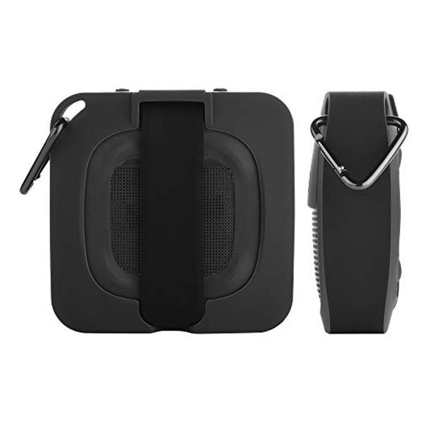 Funda de silicona TXEsign compatible con el altavoz portátil Bose SoundLink Micro, resistente al agua, con soporte protector, a prueba de golpes y con mosquetón (gris oscuro)