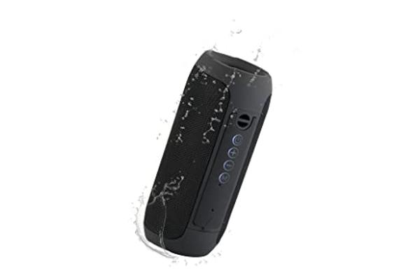 Altavoz inalámbrico portátil JVC con sonido envolvente, función estéreo TWS, Bluetooth 5.0, resistencia al agua IPX5, hasta 18 horas de duración de la batería - SPSX3BT, negro