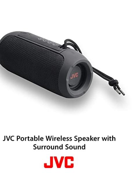 Altavoz inalámbrico portátil JVC con sonido envolvente, función estéreo TWS, Bluetooth 5.0, resistencia al agua IPX5, hasta 18 horas de duración de la batería - SPSX3BT, negro