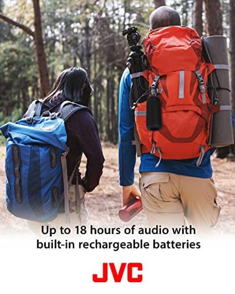 Altavoz inalámbrico portátil JVC con sonido envolvente, función estéreo TWS, Bluetooth 5.0, resistencia al agua IPX5, hasta 18 horas de duración de la batería - SPSX3BT, negro