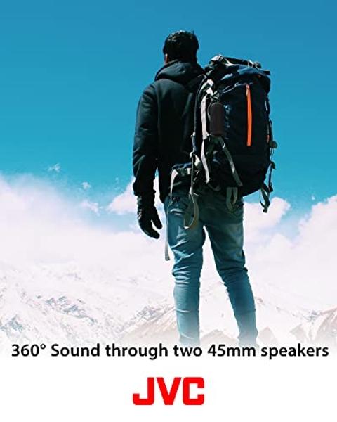 Altavoz inalámbrico portátil JVC con sonido envolvente, función estéreo TWS, Bluetooth 5.0, resistencia al agua IPX5, hasta 18 horas de duración de la batería - SPSX3BT, negro