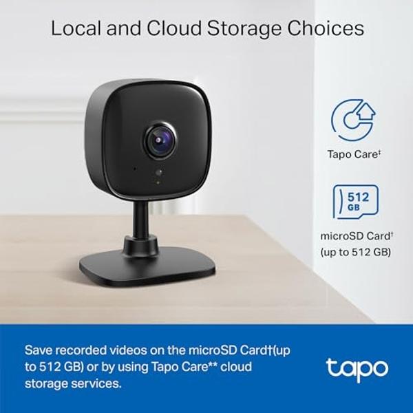 Cámara de seguridad Tapo by TP-Link 1080P para interiores, monitor de bebés, cámara para mascotas con detección de movimiento, audio bidireccional, visión nocturna, almacenamiento 