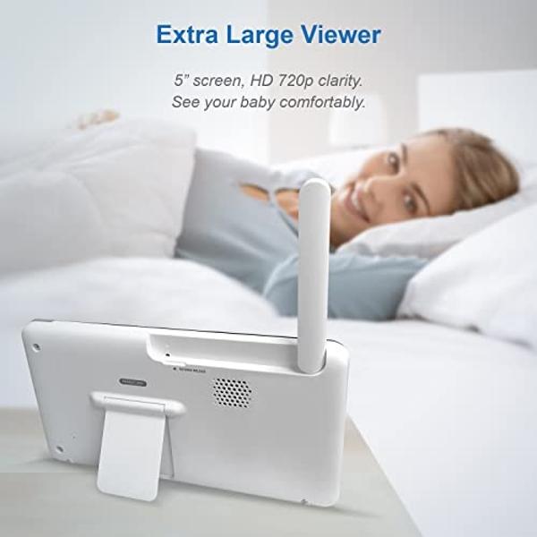 Monitor de bebé inteligente VTech RM7764-2HD con WiFi y 2 cámaras, giro e inclinación de 360°, zoom 10X, pantalla HD de 7" y visión nocturna, sonidos relajantes, comunicación bidir