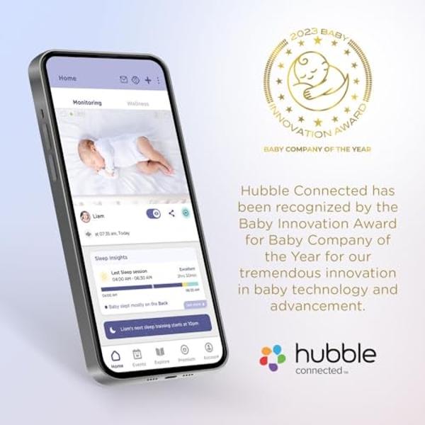 Monitor de bebé inteligente HUBBLE CONNECTED Nursery Pal Cloud Touch Twin con WiFi, 2 cámaras, pantalla táctil a color HD de 5 pulgadas, sonidos relajantes, canciones de cuna e his