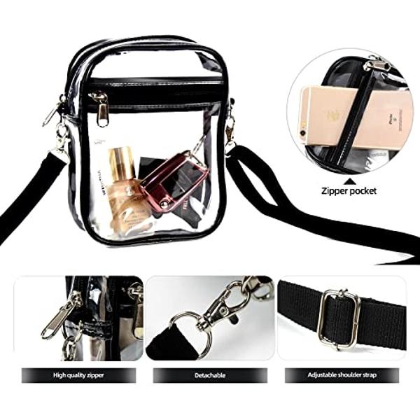 Bolso transparente Armiwiin, aprobado para estadios, bolso bandolera transparente con bolsillo frontal para conciertos, eventos deportivos y festivales.