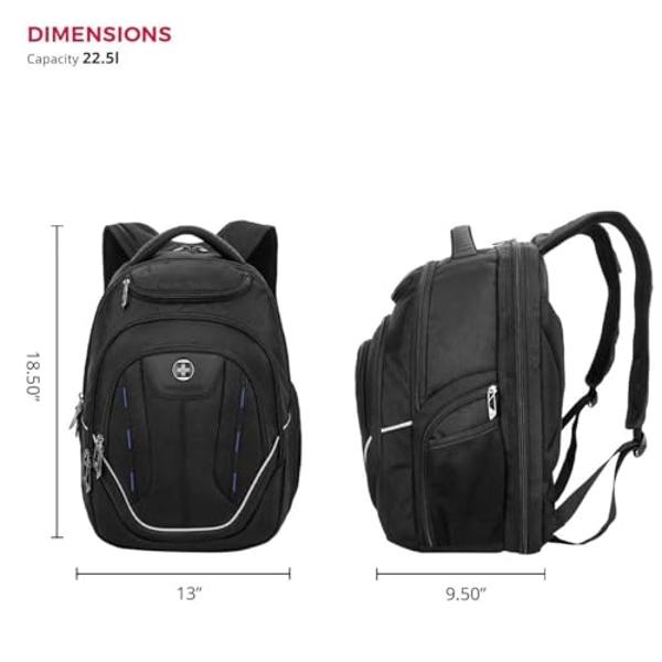 Mochila para portátil Swissdigital Design TSA Business para hombre, mochila de viaje con puerto de carga USB, mochilas universitarias con bolsillos RFID, ideal para ordenador de 15